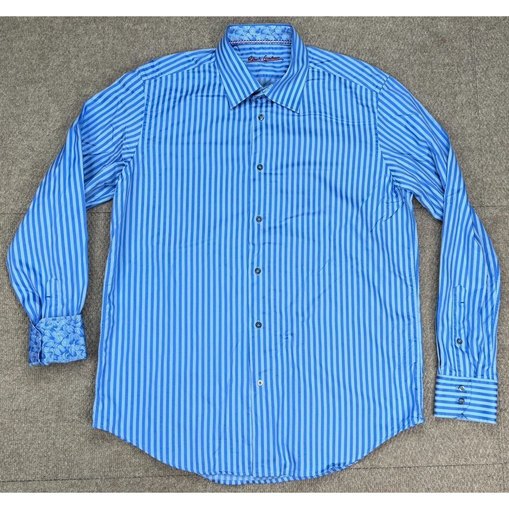 Robert Graham Flip Cuff Men's Button Up Long Sleeve Shirt Size 16.5 - 42